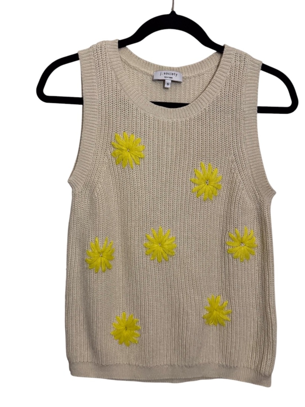 J. Society New York Size Small Floral Sweater Knit Vest Tank Top Sleeveless Boho